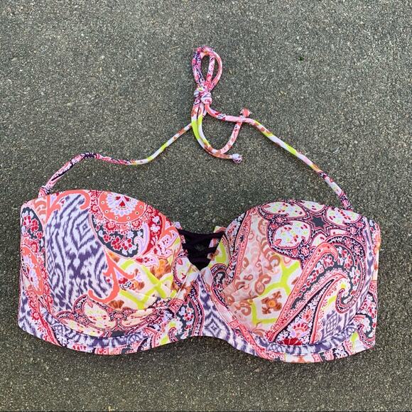 Victoria’s Secret 32D push up corset back halter tie bikini top - Picture 1 of 5